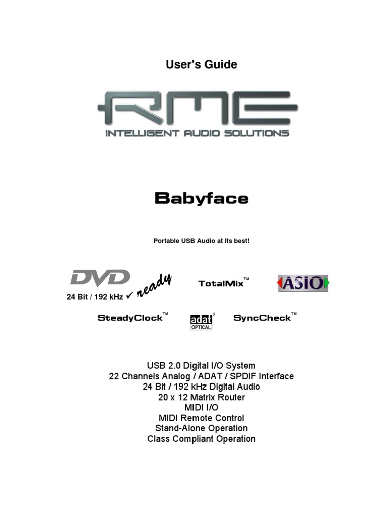 Babyface Rme Manual PDF Device Driver Electrical Connector