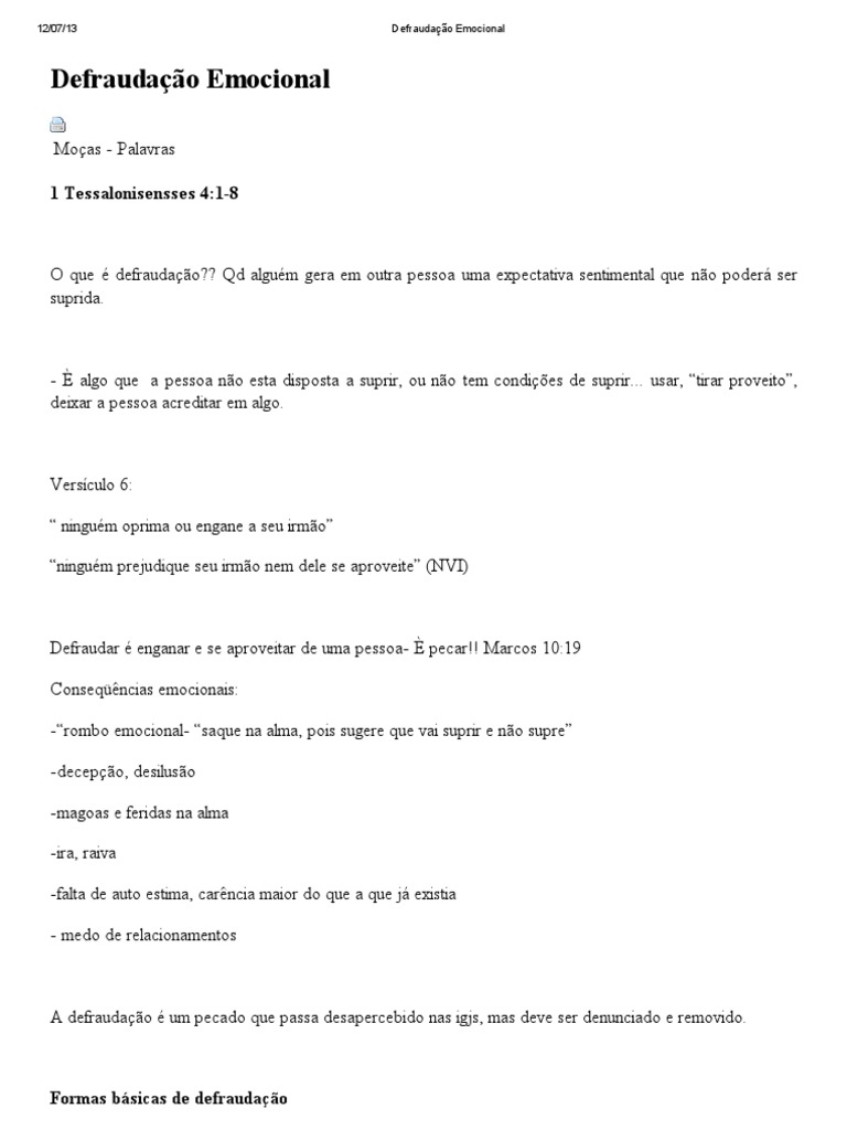 Defraudação Emocional: Entenda e Evite | PDF | Cupido | Sentimento