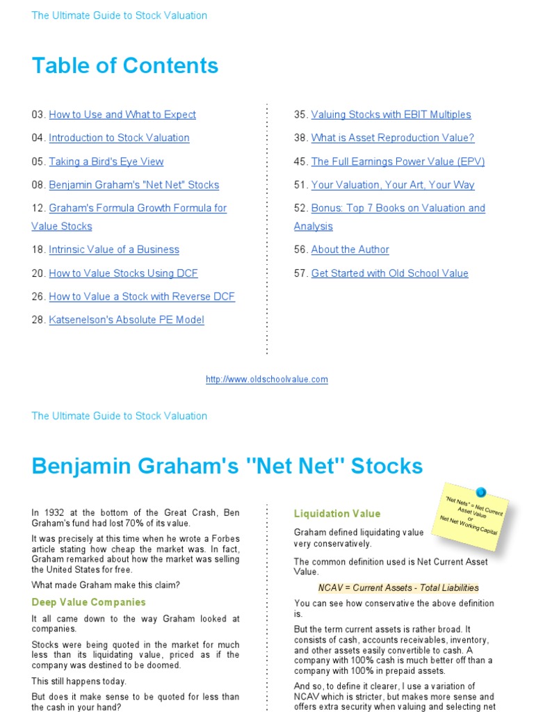 The Ultimate Guide To Stock Valuation Sample Chapters Pdf Stock