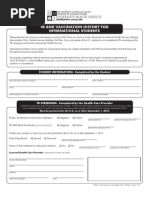 Vaccination Hx for International Students