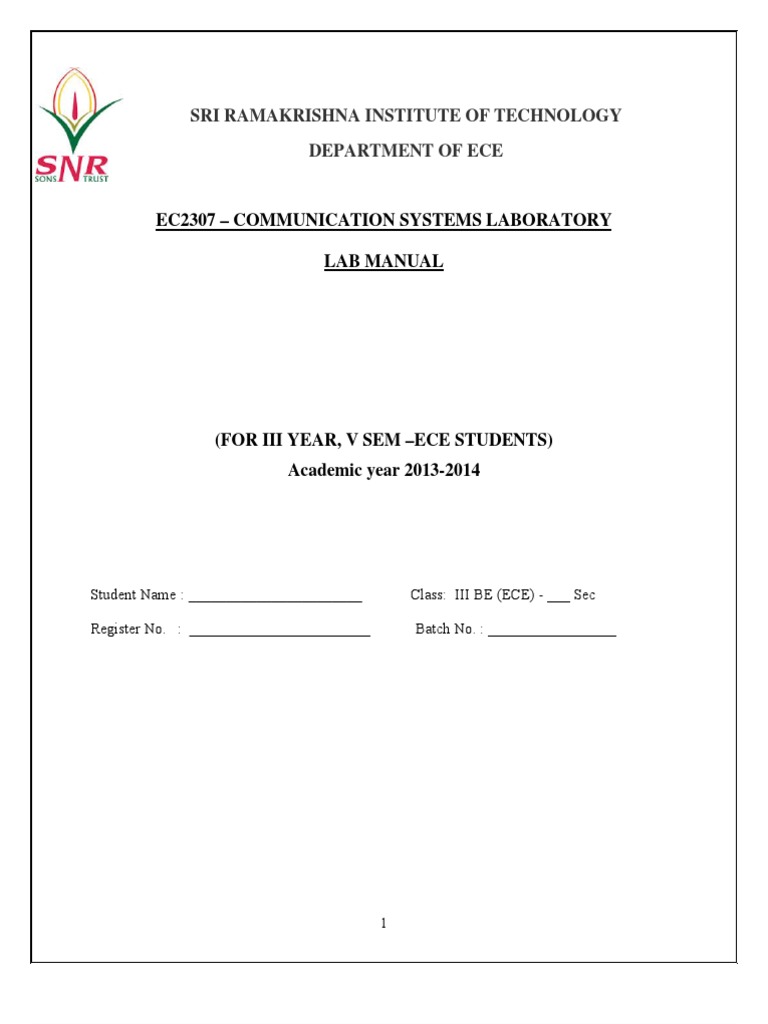 Communication Systems Lab Manual | PDF | Modulation | Detector (Radio)