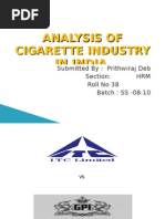 Download Analysis of Cigarette Industry in India by Prithwiraj Deb SN15597234 doc pdf