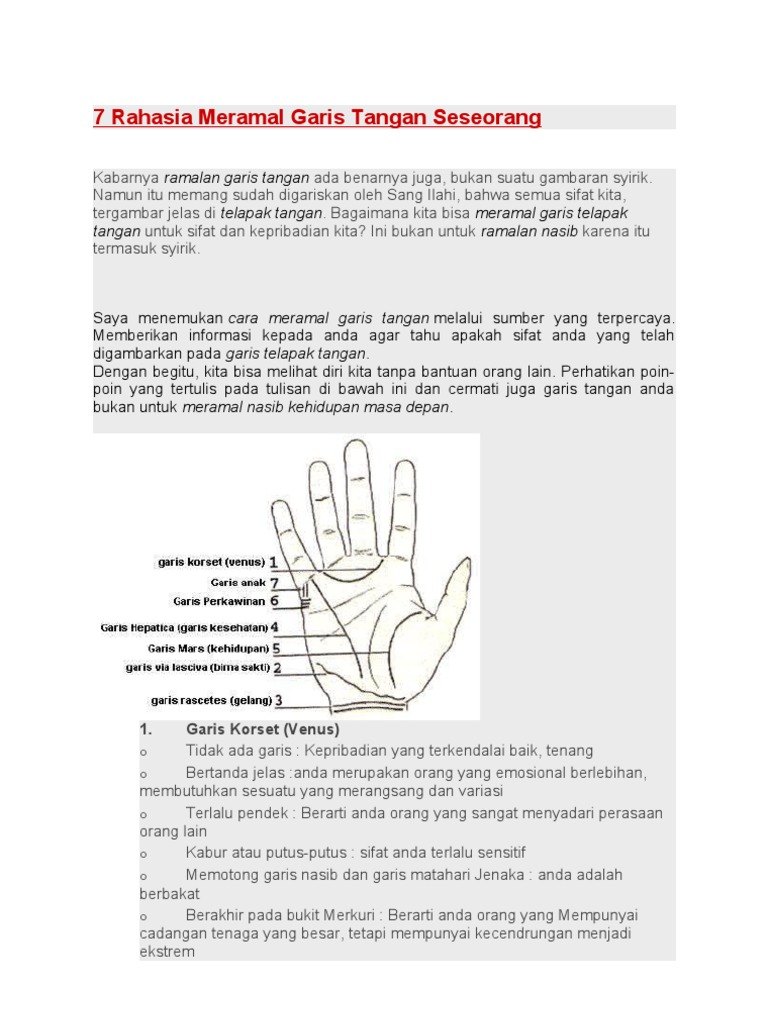 7 Rahasia Meramal Garis Tangan Seseorang Pdf