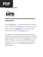 Download Life Dynamics Applauds Decision to Compensate Victims of Secret Eugenics Program by Life Dynamics SN156014140 doc pdf