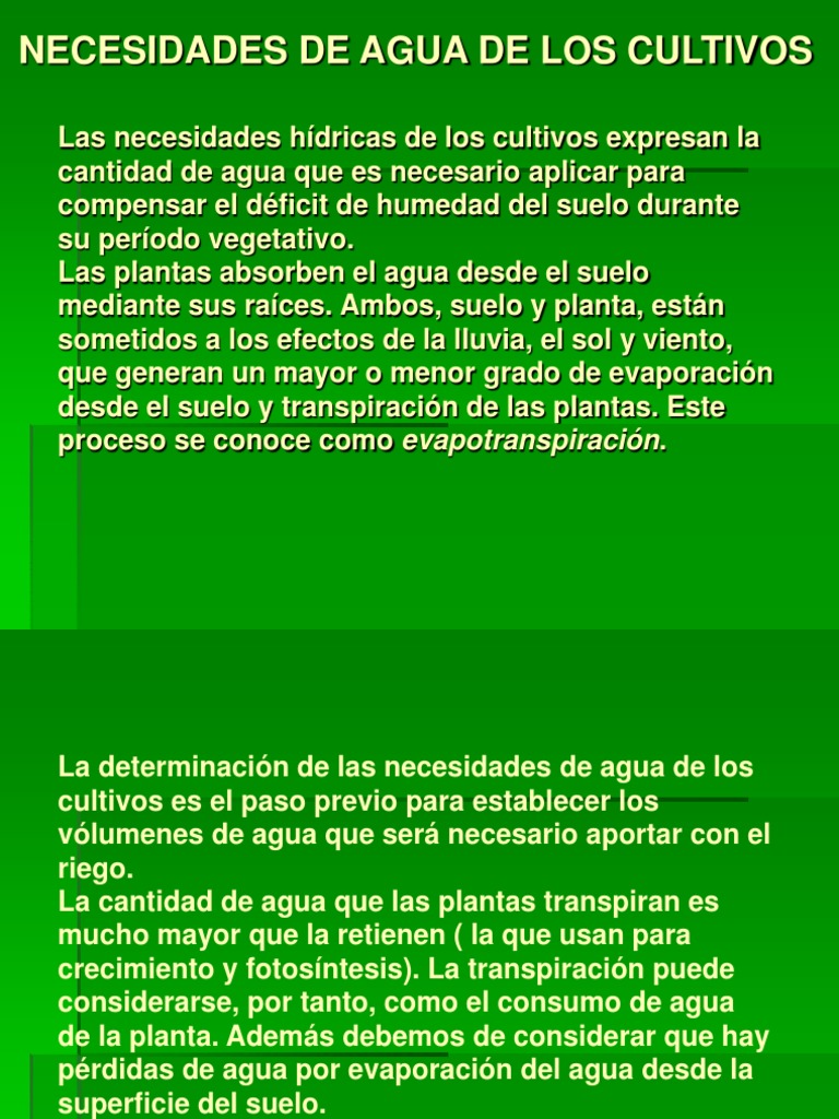 Calculo de Demanda de Agua para Riego | PDF | Evapotranspiración ...