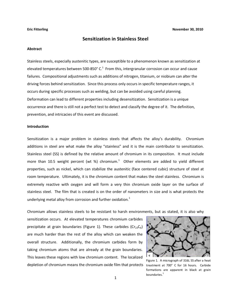Sensitization in Stainless Steel | Download Free PDF | Chromium ...