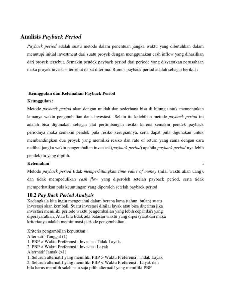 Analisis Payback Period