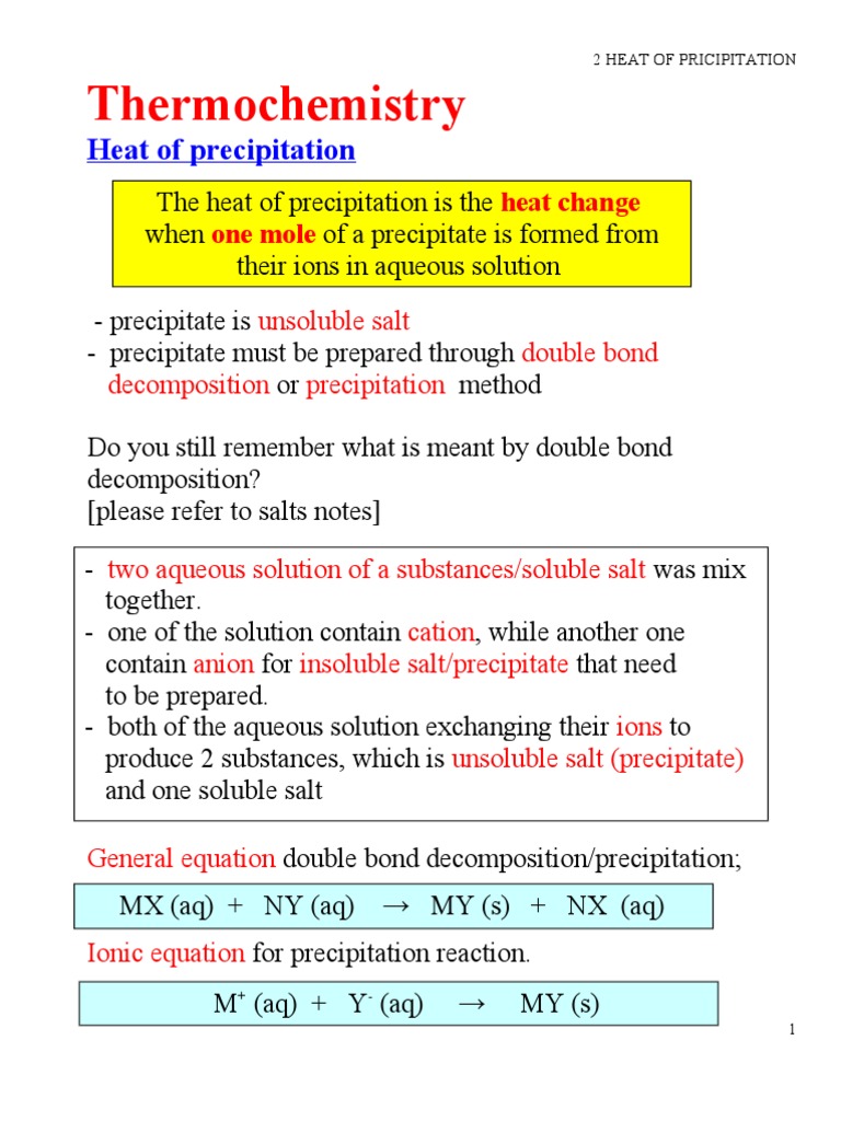 2 Heat of Precipitation | PDF | Precipitation (Chemistry) | Sodium 