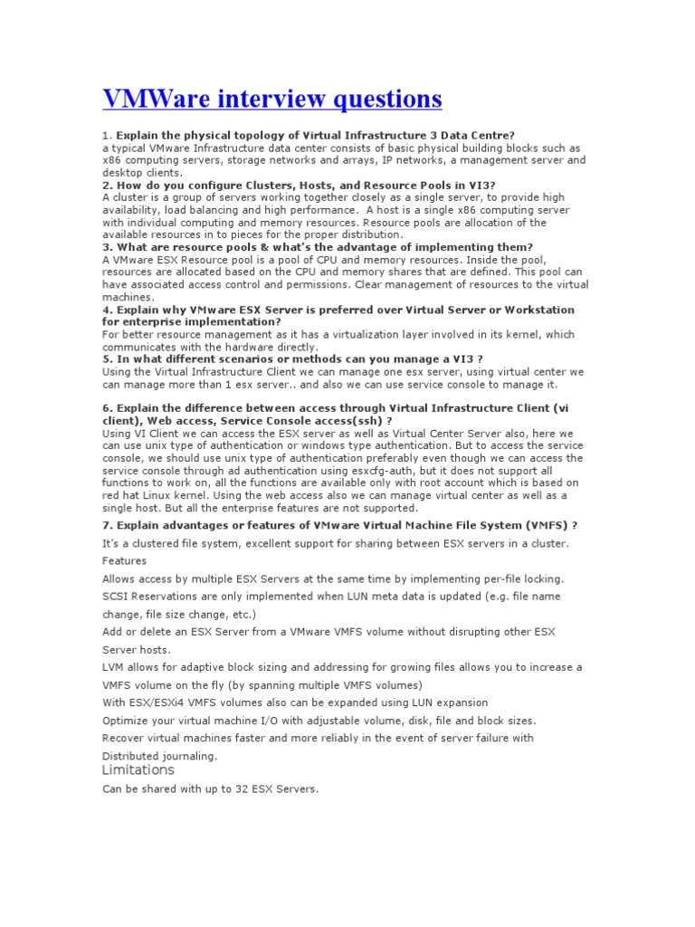 VMWare Interview Questions | PDF | Virtual Machine | V Mware