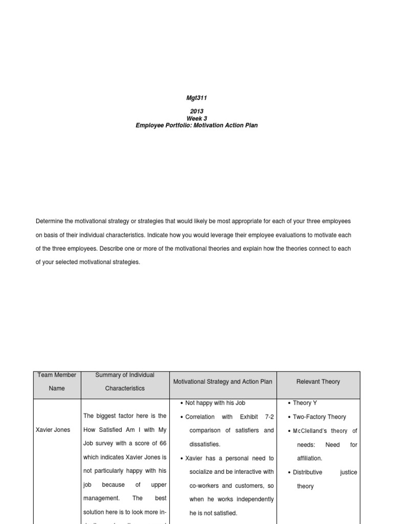 Employee portfolios motivation action plan essay 04 image