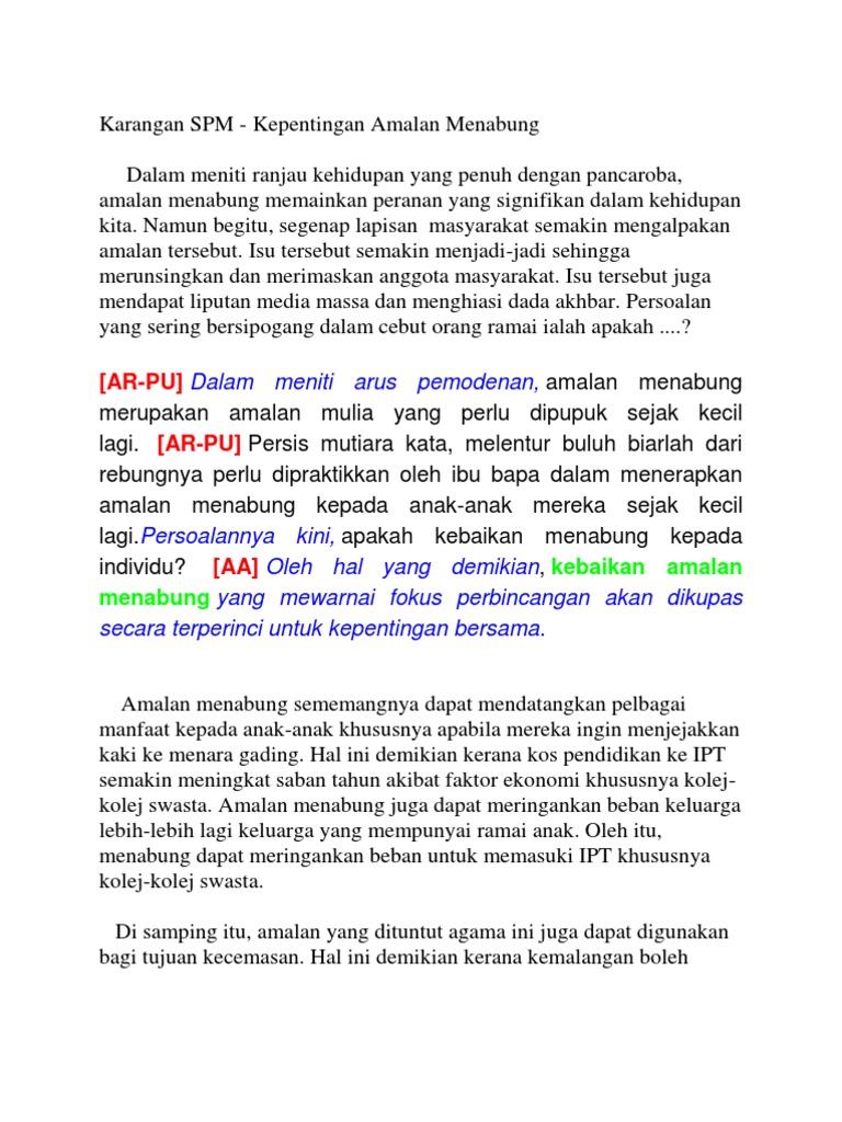 karangan kitar semula spm