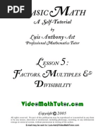 Download Video Math Tutor Basic Math Lesson 5 - Factors Multiples  Divisibility by The Video Math Tutor SN15611528 doc pdf