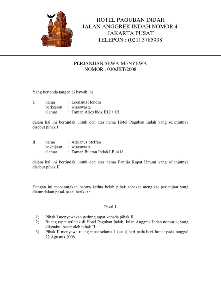 Contoh Surat Sewa