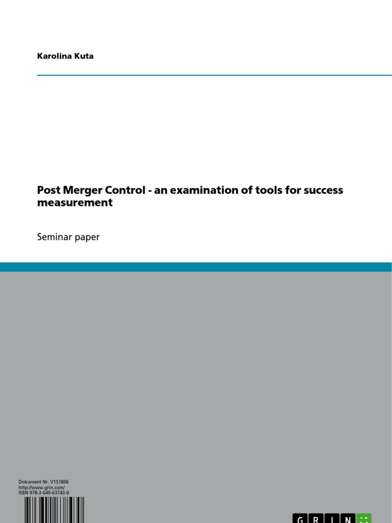 Post-Merger Control Success Tools | PDF | Mergers And Acquisitions ...