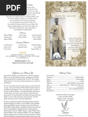 Jerome Walker Funeral Program 