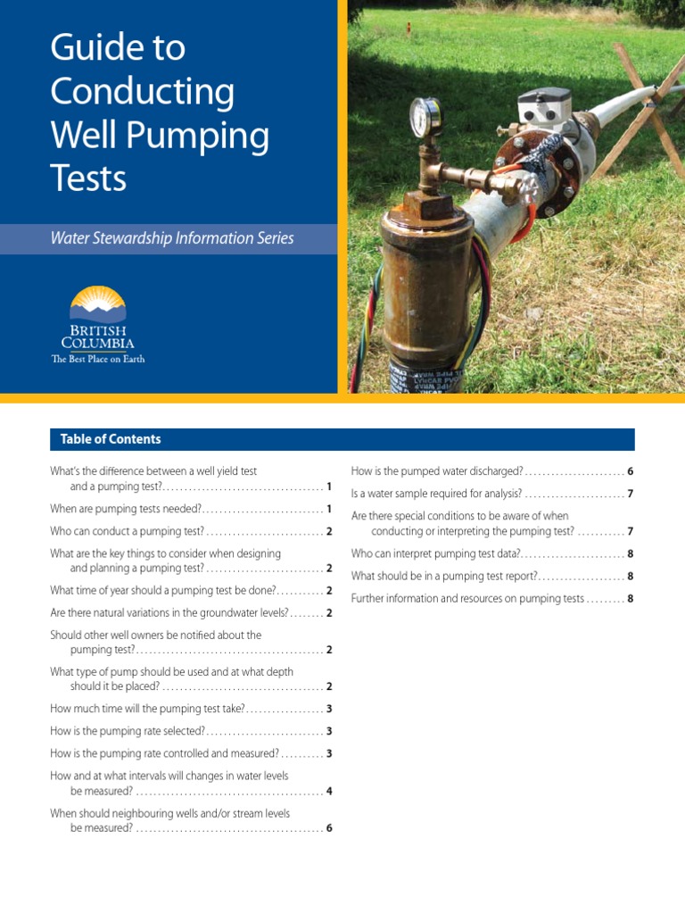 Guide to Conducting Pumping Tests Aquifer Pump