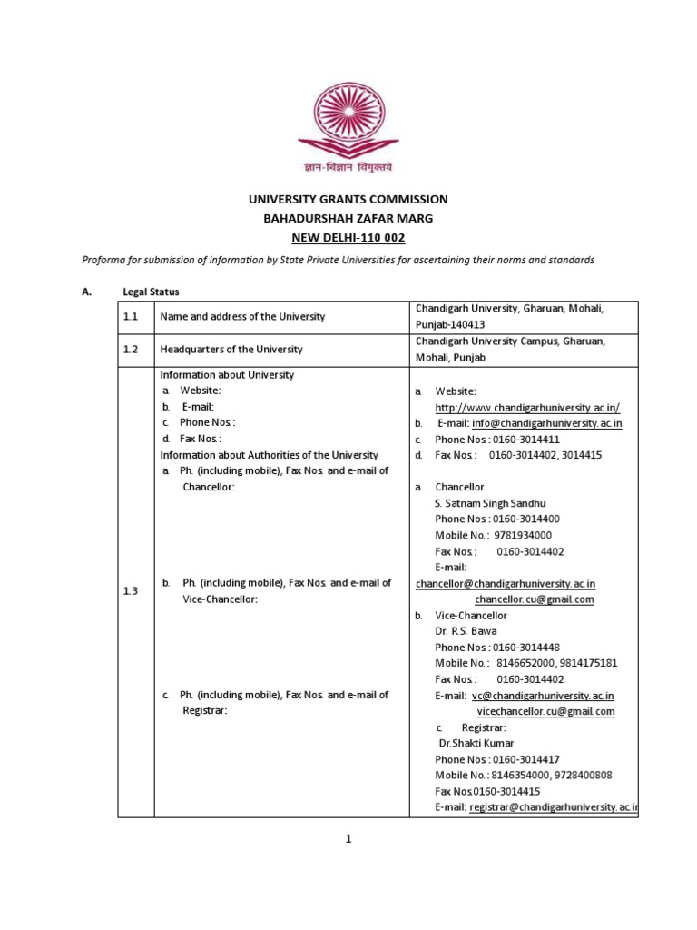 UGC Inspection Proforma for Private Universities | PDF | Test ...