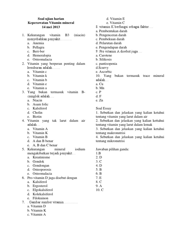 Soal Ujian Harian Keperwtn Vit