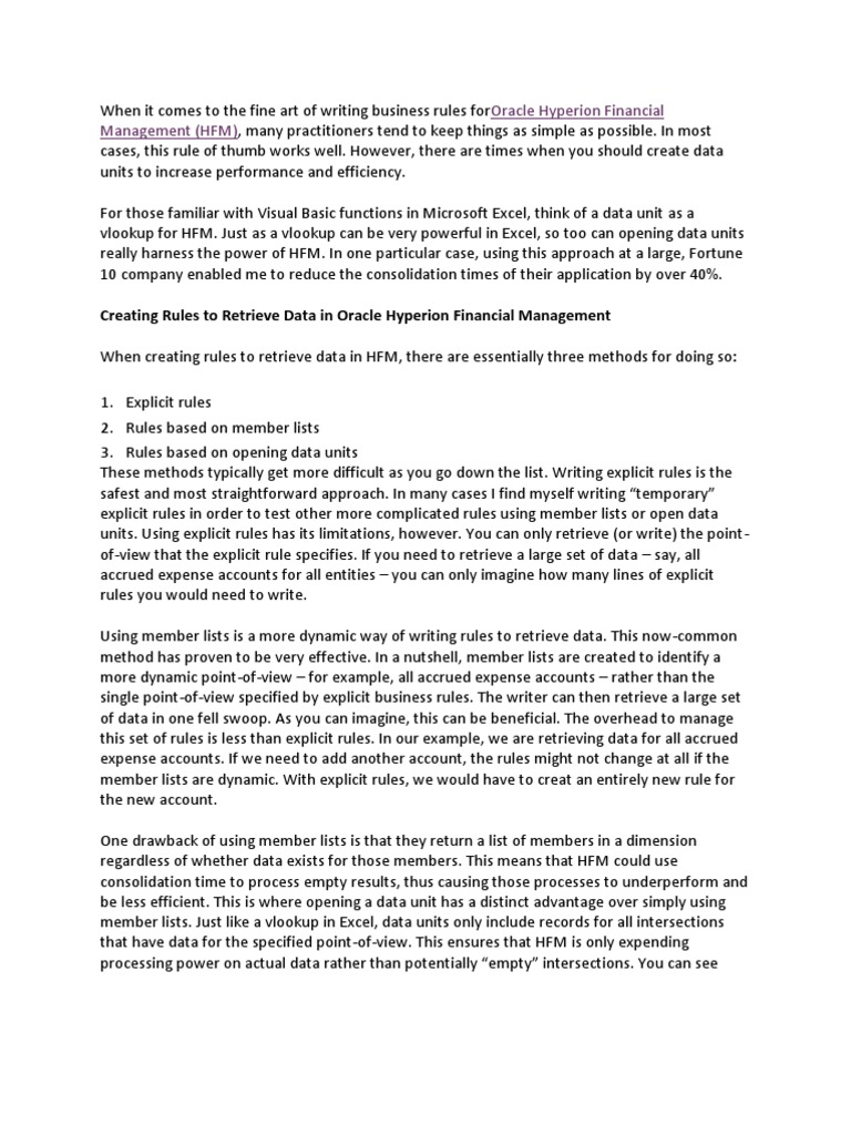Creating Rules To Retrieve Data in Oracle Hyperion Financial Management ...