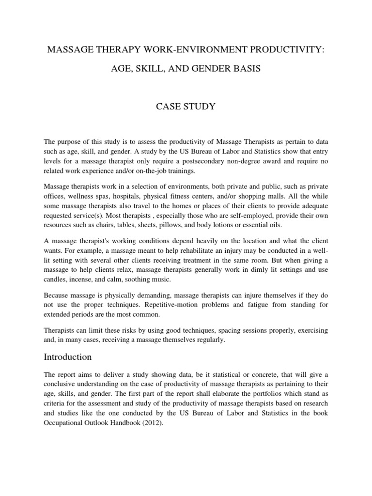 Case Study About Massage Therapists  PDF
