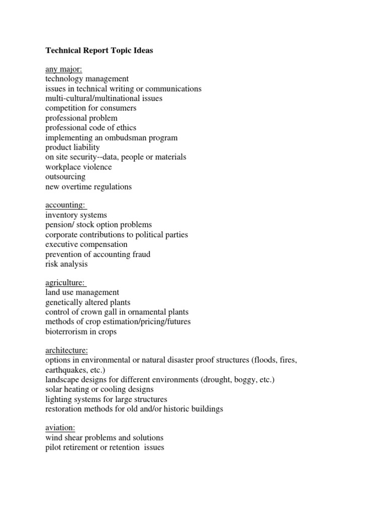 Technical Report Topic Suggestions | PDF | Engineering | Speech Recognition