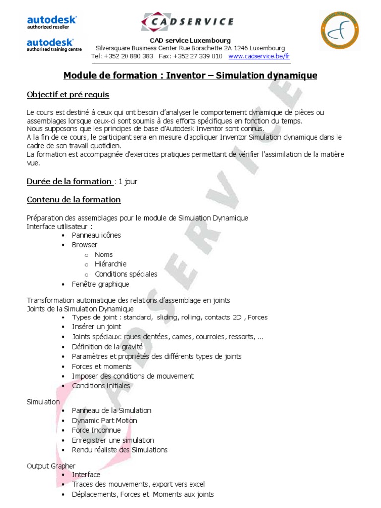 Formation Simulation Dynamique Inventor | PDF | Autodesk | AutoCAD