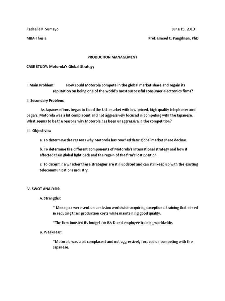 Case Study Motorola Motorola Research And Development