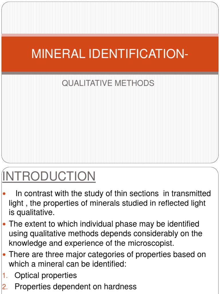 Mineral Identification Pdf Minerals Reflection Physics