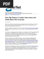 22-07-13 How Big Finance Crushes Innovation and Holds Back Our Economy