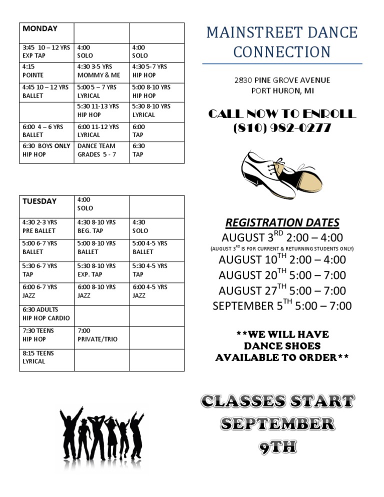 Dance Class Schedule and Registration | PDF