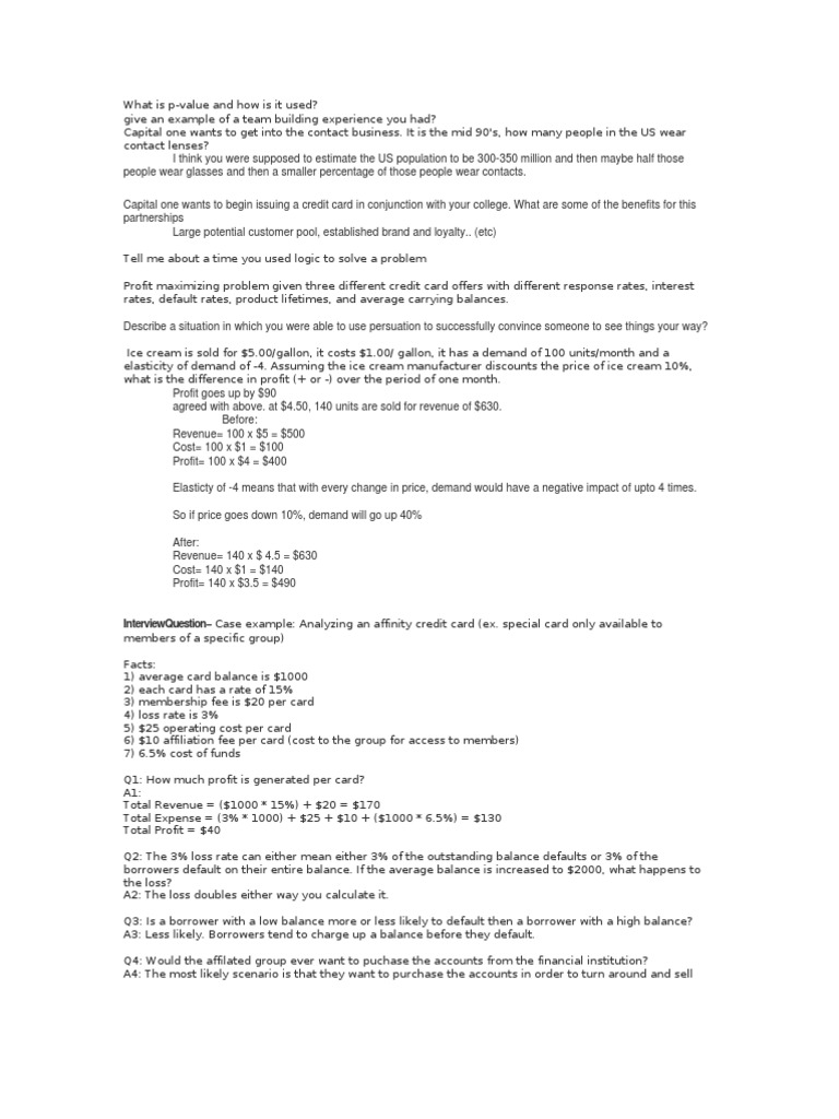 Capital One Case Interview Insights | PDF | Demand | Credit Card