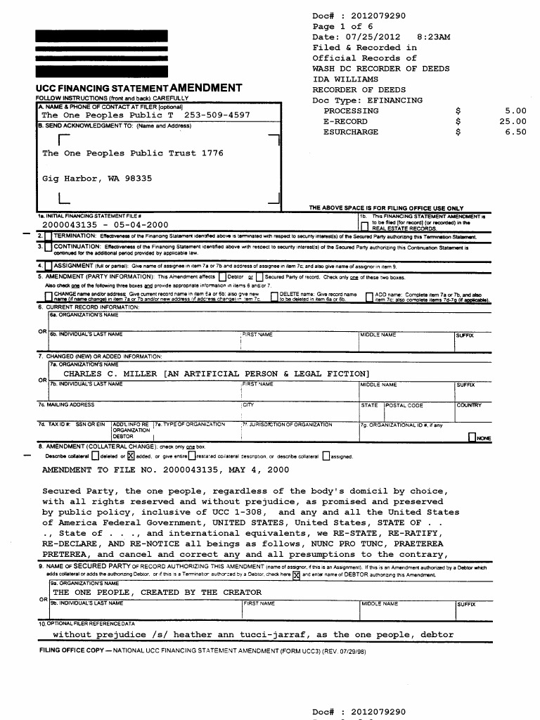 Ucc Doc 2012079290 Financing Statement July 25 2012 | PDF
