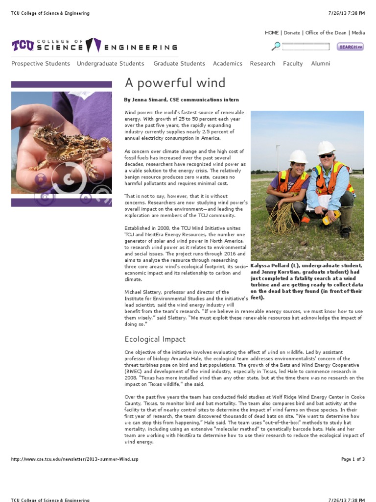 TCU Wind Initiative | PDF | Wind Power | Wind Turbine