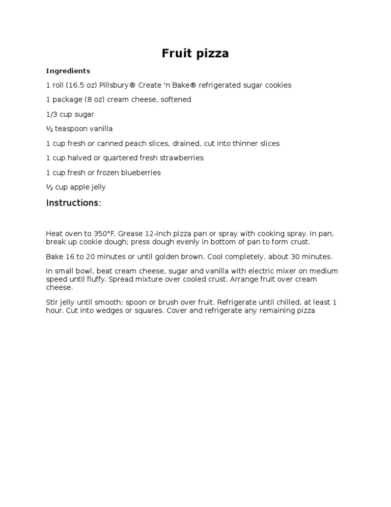 Fruit Pizza Instructions PDF