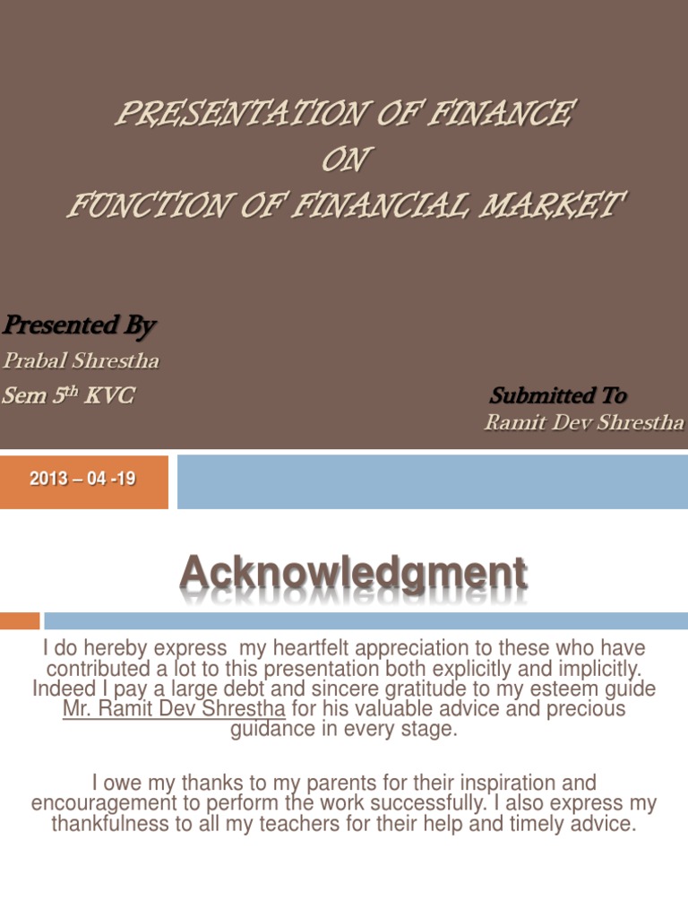 Functions and Types of Financial Markets | PDF | Financial Markets ...