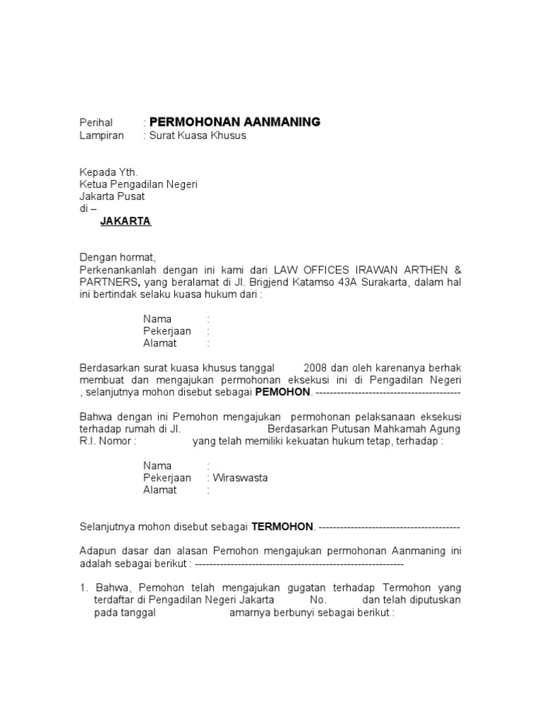 Permohonan Aanmaning