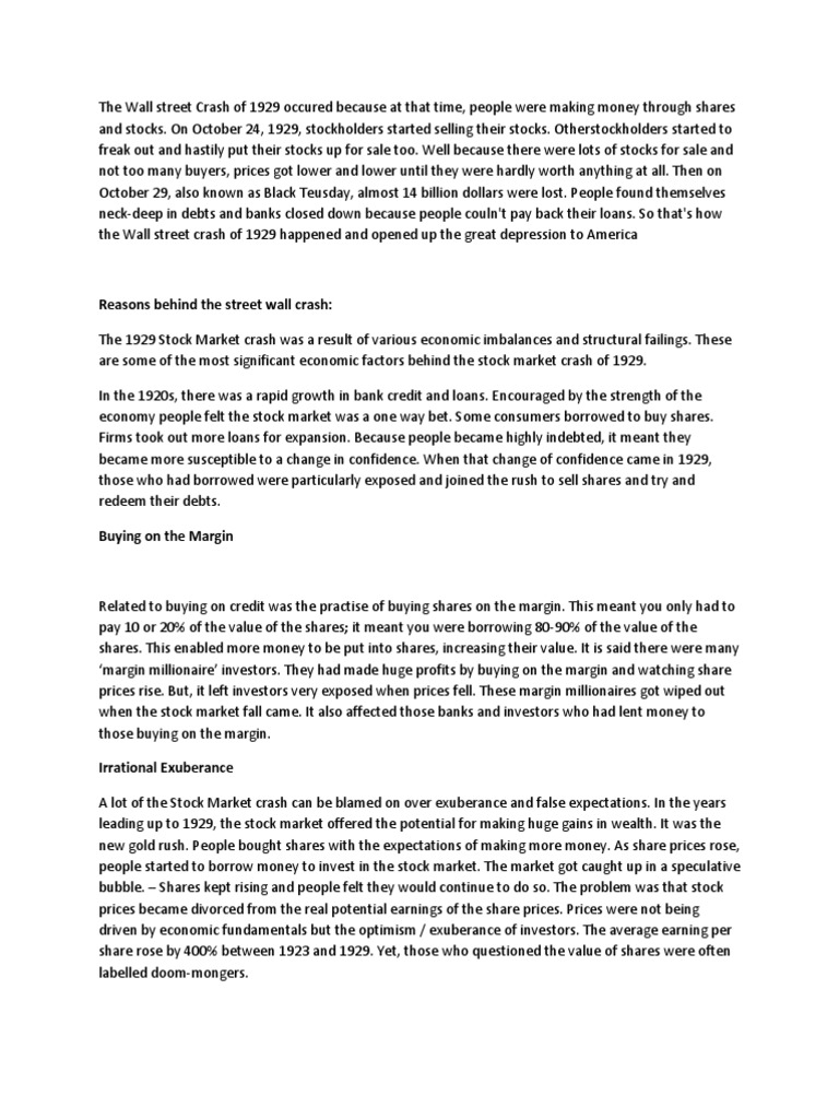 The Wall Street Crash of 1929 PDF Wall Street Crash Of 1929