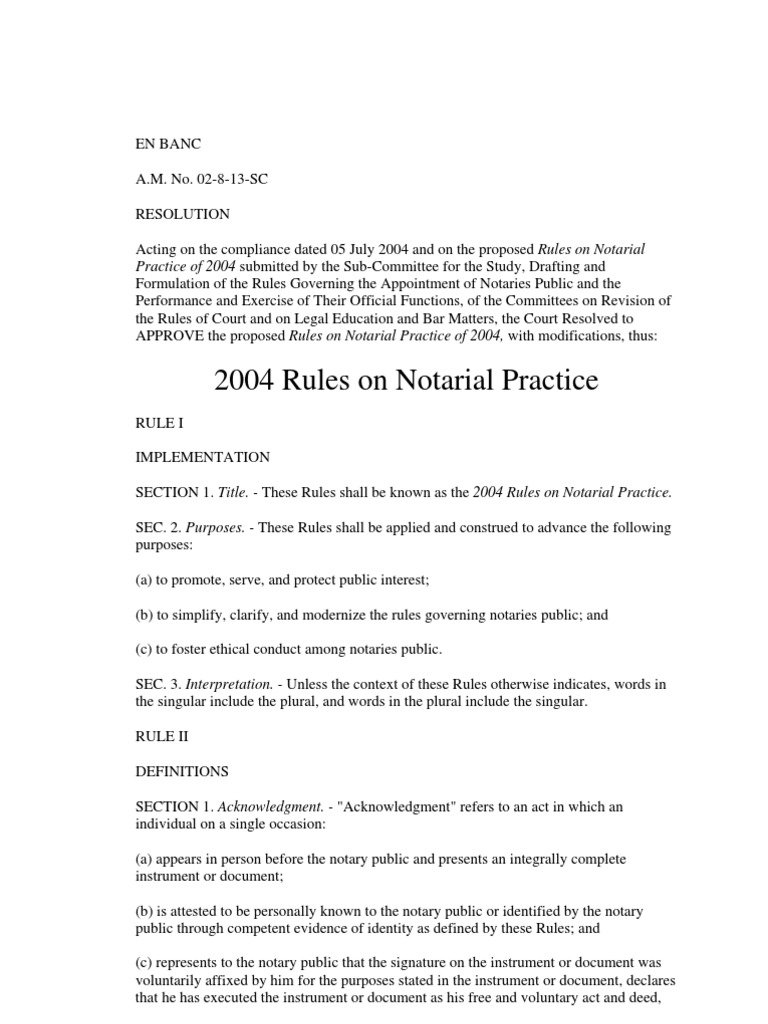 2004 Rules On Notarial Practice | PDF