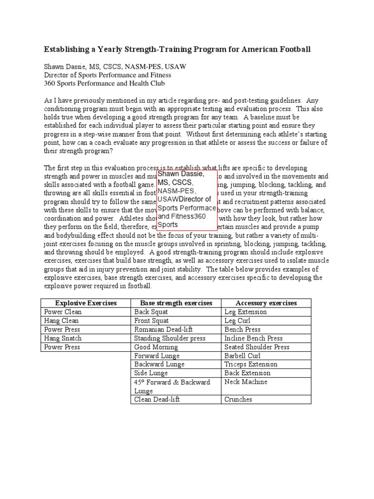 Yearly Strength Training for Football | PDF | Strength Training ...
