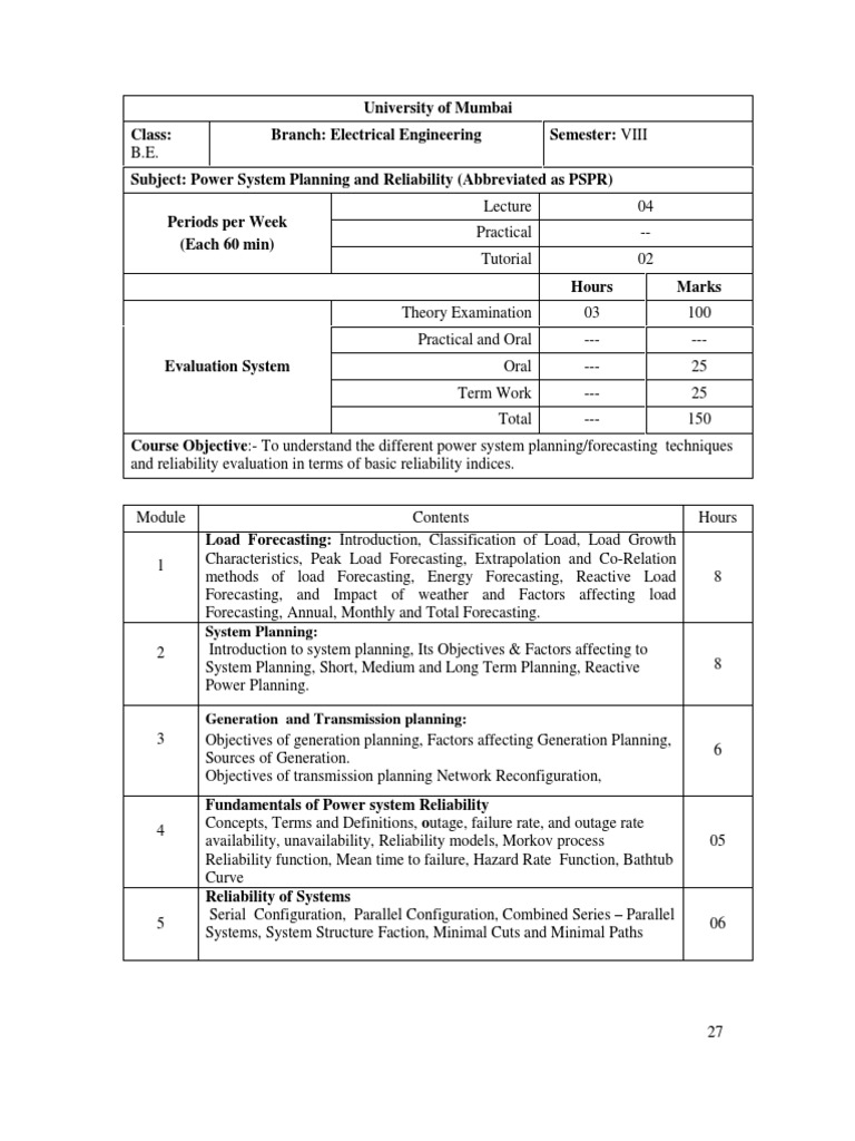 Power System Planning & Reliability Guide | PDF | Reliability ...