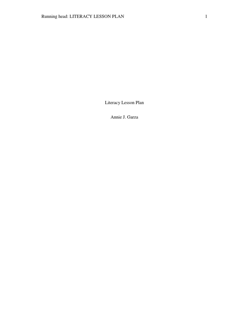 Literacy Lesson Plan Download Free PDF Lesson Plan Literacy