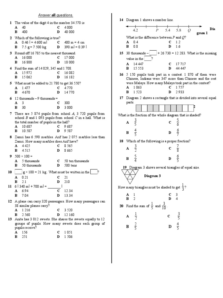 Math Quiz: Number Value & Operations | PDF