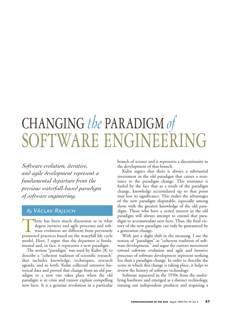 Changing The Paradigm of Software Engineering | PDF | Paradigm | Agile ...
