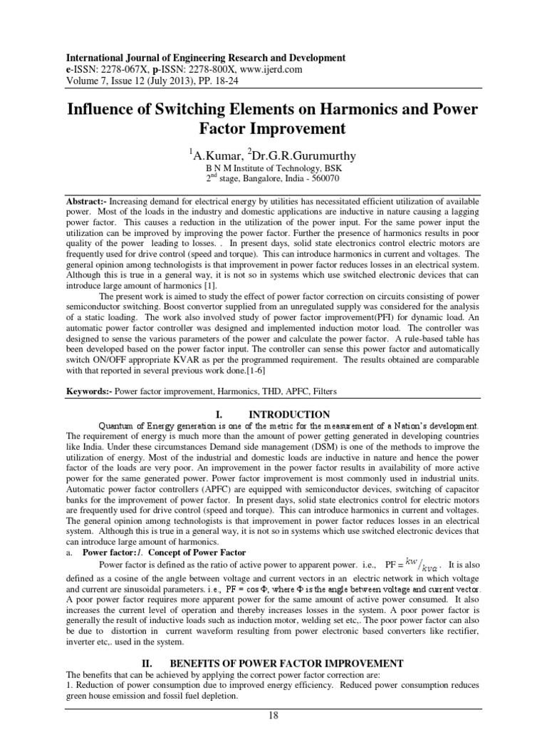 Power Factor Improvement and Harmonics Analysis | PDF | Ac Power ...