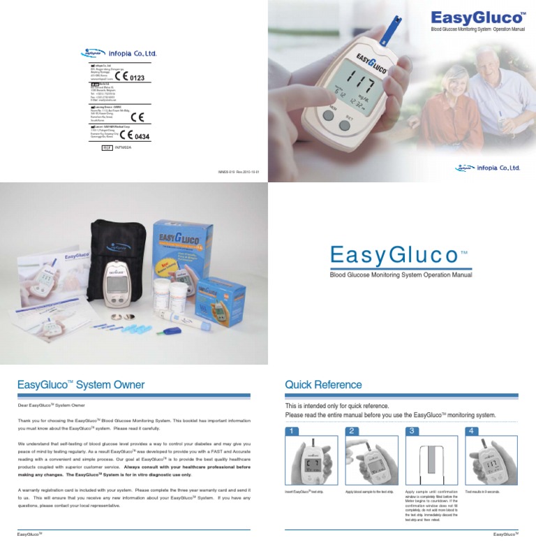 EasyGluco Blood Glucose Meter Manual | PDF | Blood Sugar | Monitoring ...