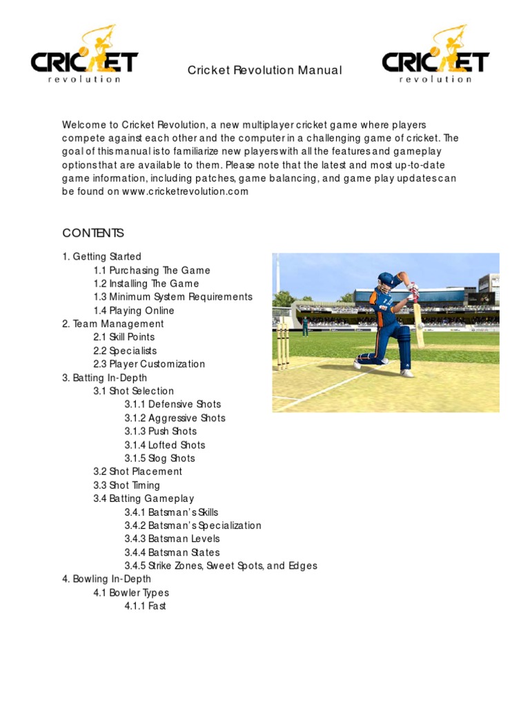 Cricket Revolution Manual | PDF