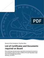 List of Certificates and Documents Required On Board