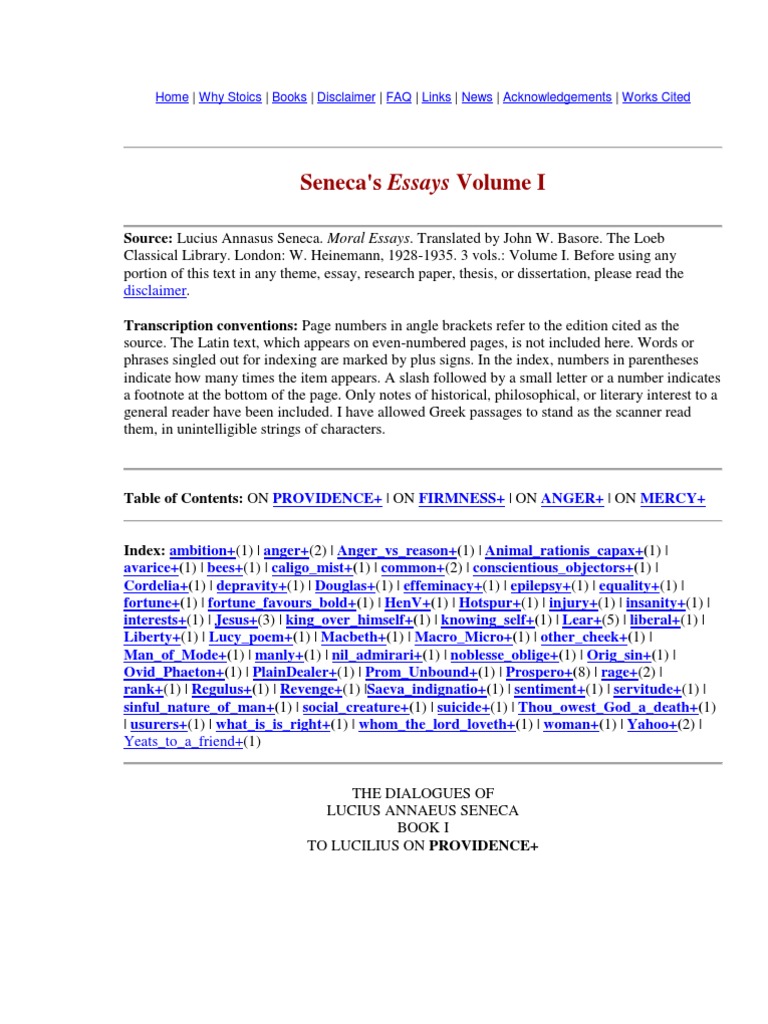 SENECA MORAL ESSAYS VOLUME Ⅰ-Ⅲ Moral Essays, Volume I: De Providentia. De Constantia. De