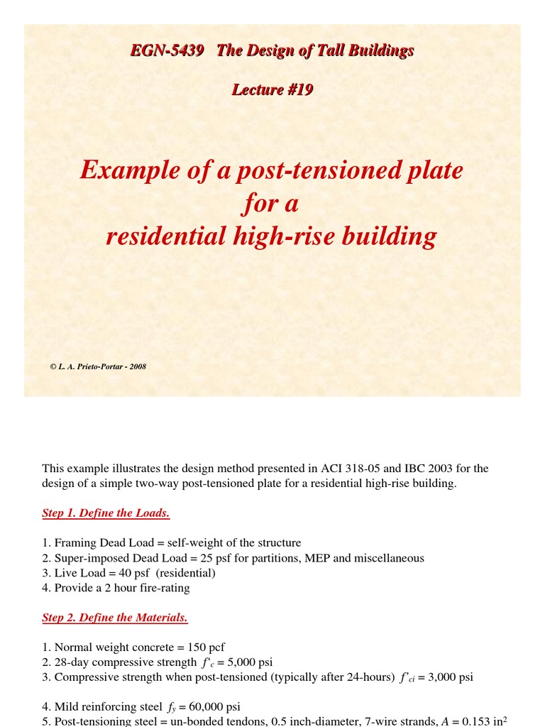 TB Lecture19 Example of Post Tensioned Slab | PDF | Prestressed ...