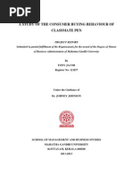 Download MBA Sample Project Report-ITC-Classmate Pen-consumer Buying Behaviour Summer Intership Project Report by Tony Jacob SN156352694 doc pdf